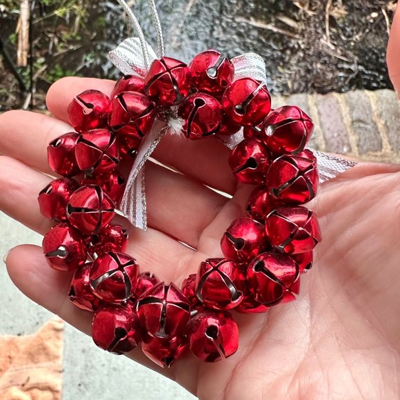 Vintage 90's Jingle Bells Ornament Red Christmas Hand Painted Metal New … - Picture 6 of 12